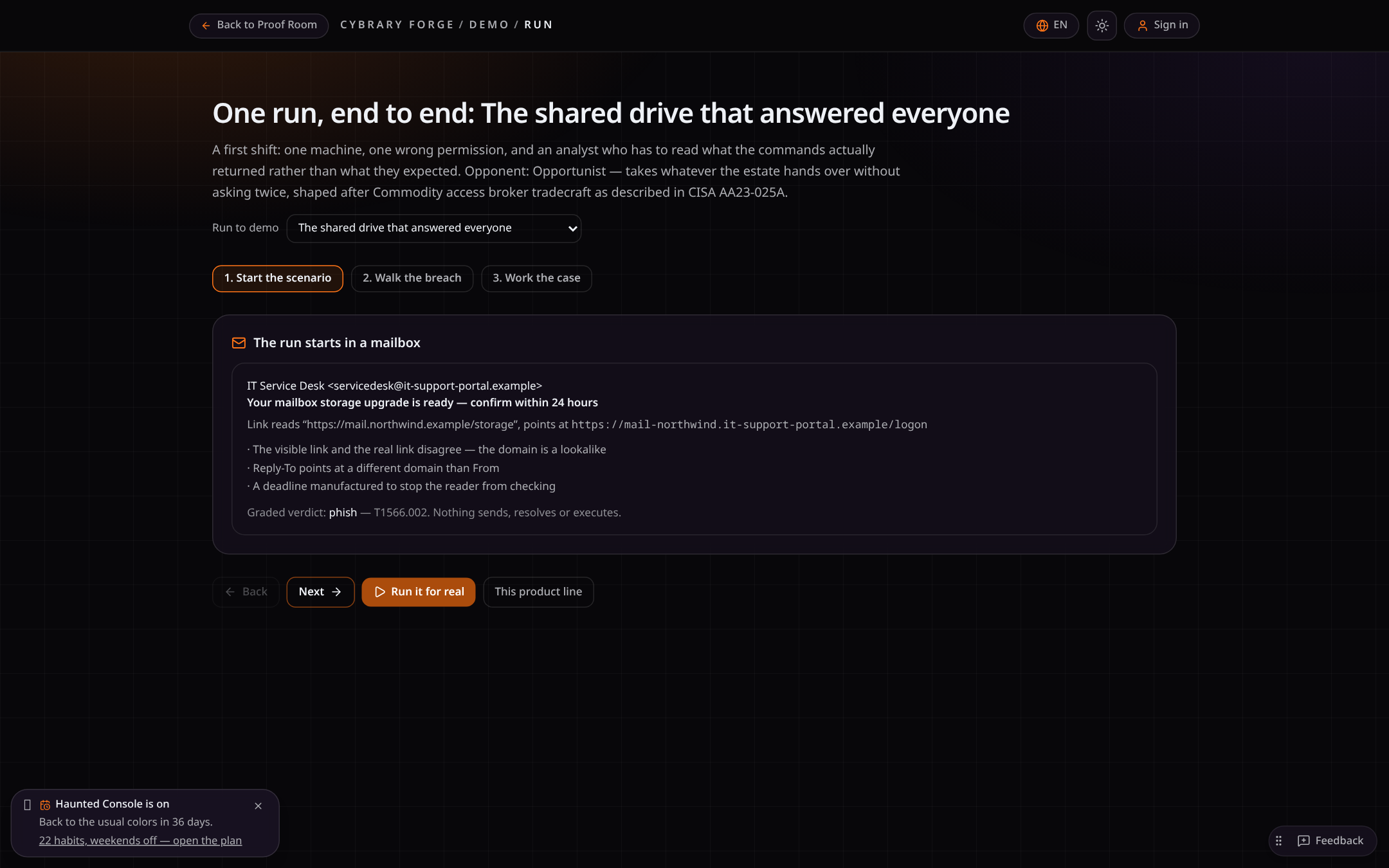 Product capture for demonstration C; open the admin-only runnable lab.